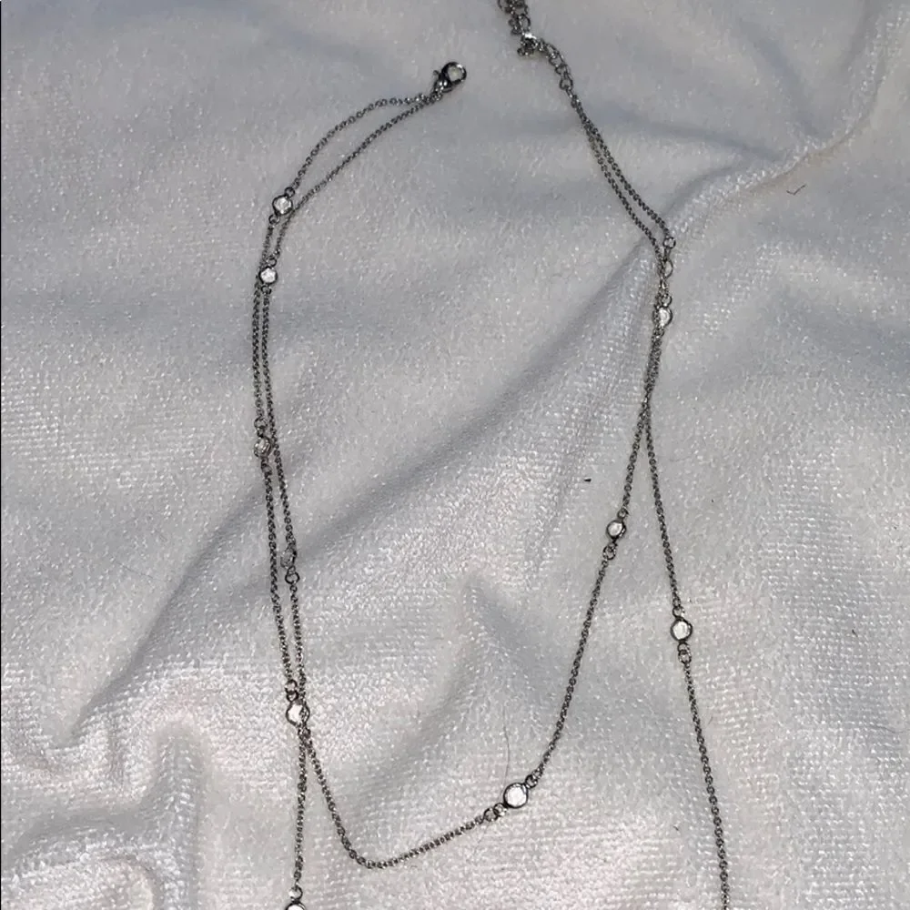 Silver layered two chain necklace | Sz OS